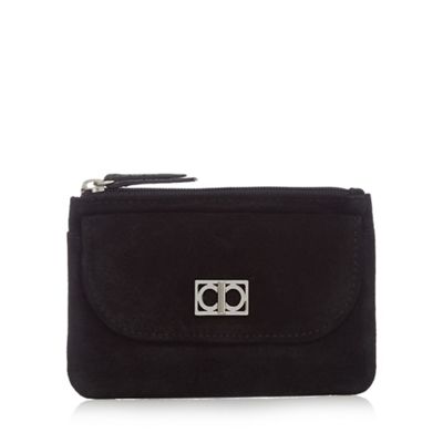 Black suede front pocket detail purse